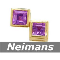 USGL Certified .75 ct Amethyst Stud Earrings 14kt Gold