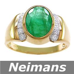 USGL Certified 3.00 ct Emerald & Diamond Ring 14kt Gold