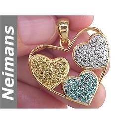 1.00ct Blue, Yellow & White Diamond Pendant 14k