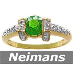 Certified 1.25 ct Chrome Diopside & Diamond Ring 14kt