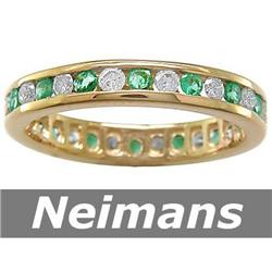 Certified 1.25 ct Emerald & Diamond Eternity Ring 14kt