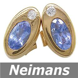 Certified .75 ct Tanzanite & Diamond Stud Earrings 14kt