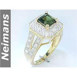 USGL Certified 1.00 ct Green & White Sapphire Ring 14kt