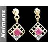 Image 1 : 1.25 ct Ruby & Diamond Dangle Earrings 14k Gold