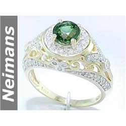 Certified 1.25 ct Green, Pink & White Sapphire Ring 14k