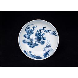 Blue and White Porcelain Plate, Daqing-Kangxi-Nianzhi Mark