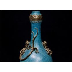 LuJun Glazed Gilt Dragon Garlic Vase, Daqing-Qianlong-Nianzhi Mark