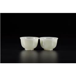 Pair of Hetian Jade Cups