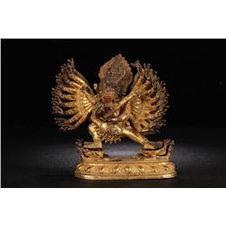 Gilt Bronze Yamantaka and Vajravetali Statue