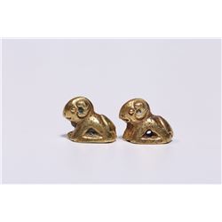 Pair of Golden Goat Ornaments