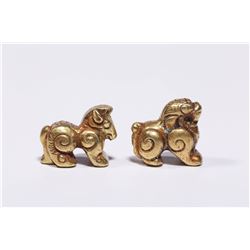 Pair of Golden Beast Ornaments