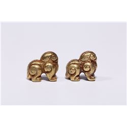 Pair of Golden Beast Ornaments