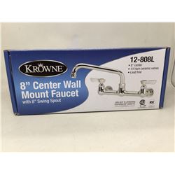 Krowne 8in Center Wall Mount Faucet with 8in Swing Spout- Silver