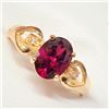 Image 1 : 10K Yellow Gold Grape Garnet(1.2ct) Diamond(0.03ct) Claw Setting,1 Purplish Red Garnet, 2 Diamond(Si