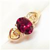 Image 3 : 10K Yellow Gold Grape Garnet(1.2ct) Diamond(0.03ct) Claw Setting,1 Purplish Red Garnet, 2 Diamond(Si