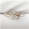Image 1 : 10K Yellow Gold Diamond(0.03ct) 2 Hearts Ring (~Size 6.75)(Ring is resizable for $40), Made in Canad