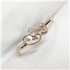 Image 4 : 10K Yellow Gold Diamond(0.03ct) 2 Hearts Ring (~Size 6.75)(Ring is resizable for $40), Made in Canad