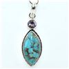 Image 4 : Silver Turquoise Amethyst(8.1ct) Pendant (~weight 3.65g), Suggested Retail Value $200