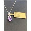 Image 2 : 10K WG Genuine Amethyst Diamond Pendant Necklace with Appraisal certificateÂ  $1650.00