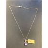 Image 3 : 10K WG Genuine Amethyst Diamond Pendant Necklace with Appraisal certificateÂ  $1650.00