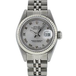 Rolex Ladies Stainless Steel Silver Roman 26MM Oyster Perpetual Datejust Wristwa