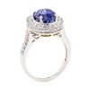 Image 4 : 5.17 ctw Oval Mixed Blue Sapphire And Round Brilliant Cut Diamond Ring - 18KT Wh