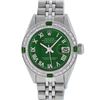 Image 2 : Rolex Ladies Stainless Steel Green Diamond & Emerald 26MM Datejust Wristwatch