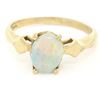 Image 1 : Vintage 14K Yellow Gold 0.65 ctw Petite Oval Cabochon Opal Solitaire Ring Size 6