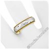 Image 3 : Men's 18kt White and Yellow Gold 5.5mm Milgrain Edged Band Ring
