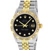 Image 3 : Rolex Mens 2 Tone Black Diamond Pyramid Bezel 36MM Datejust Wristwatch