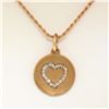 Image 1 : 14K Rose Gold 0.13 ctw Diamond Open Heart Disc Pendant w/ 16" Rope Chain