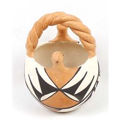 Acoma Double Bird Pottery Basket, Doris Patricio