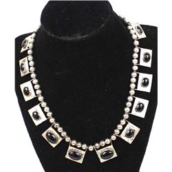 Silvertone Onyx Necklace