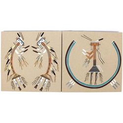 2 Native American Navajo Sand Paintings by Todacheenie