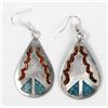 Image 1 : Navajo Old Pawn Sterling Chip Inlay Earrings