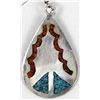 Image 3 : Navajo Old Pawn Sterling Chip Inlay Earrings