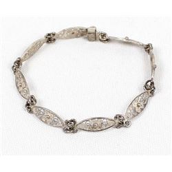 Vintage Silver Filigree Link Bracelet