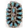 Image 2 : Zuni Sterling Turquoise Cluster Ring, Size 7.75