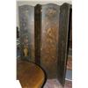 Image 1 : 1 PAINTED LEATHER FLOOR SCREEN with birds, 78