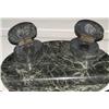 Image 2 : 1 FRENCH MARBLE 3 PIECE DESK SET standish 15"