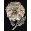 Image 1 : 1 DIAMOND FLORAL BROOCH with pearl pedals, pl