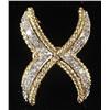 Image 1 : 1 14K GOLD AND DIAMOND BROOCH, ribbon form se