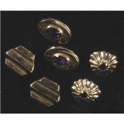 1 EARRINGS, (3) pair, one set with amethysts,