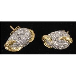 1 14K GOLD AND DIAMOND EARRINGS, pear shaped