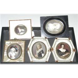 1 GROUP OF (5) PORTRAIT MINIATURES, the large