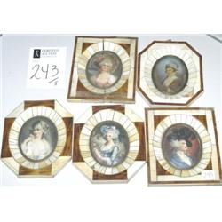 1 GROUP OF (5) PORTRAIT MINATURES, largest 3