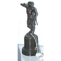 1 CABINET BRONZE OF A CLASSICAL FIGURE, 6" hi