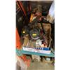 Image 1 : 2 TRAYS OF TOOLS, TIRE CHAINS, SAWS