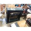 Image 1 : BLACK AND GLASS FIREPLACE MANTLE WITH ELECTRIC FIREPLACE INSERT