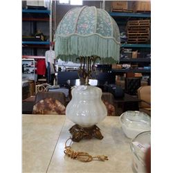 VINTAGE BRASS AND GLASS LAMP